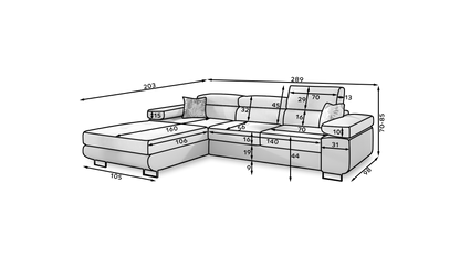 ARLAND - Corner Sofa Bed with Sleeping Function Storage Various Colour > Width 289 cm <