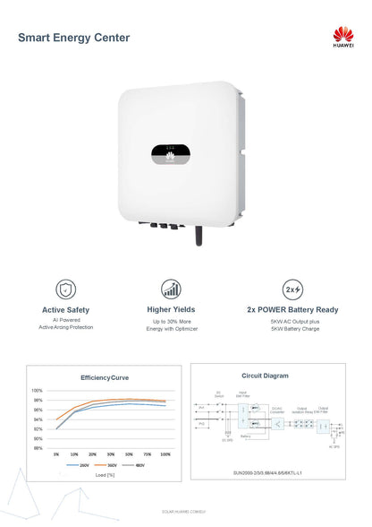 HUAWEI - INVERTER , 3,68KW, HYBRID, SINGLE-PHASE, 2 MPPT, NO DISPLAY, WIFI