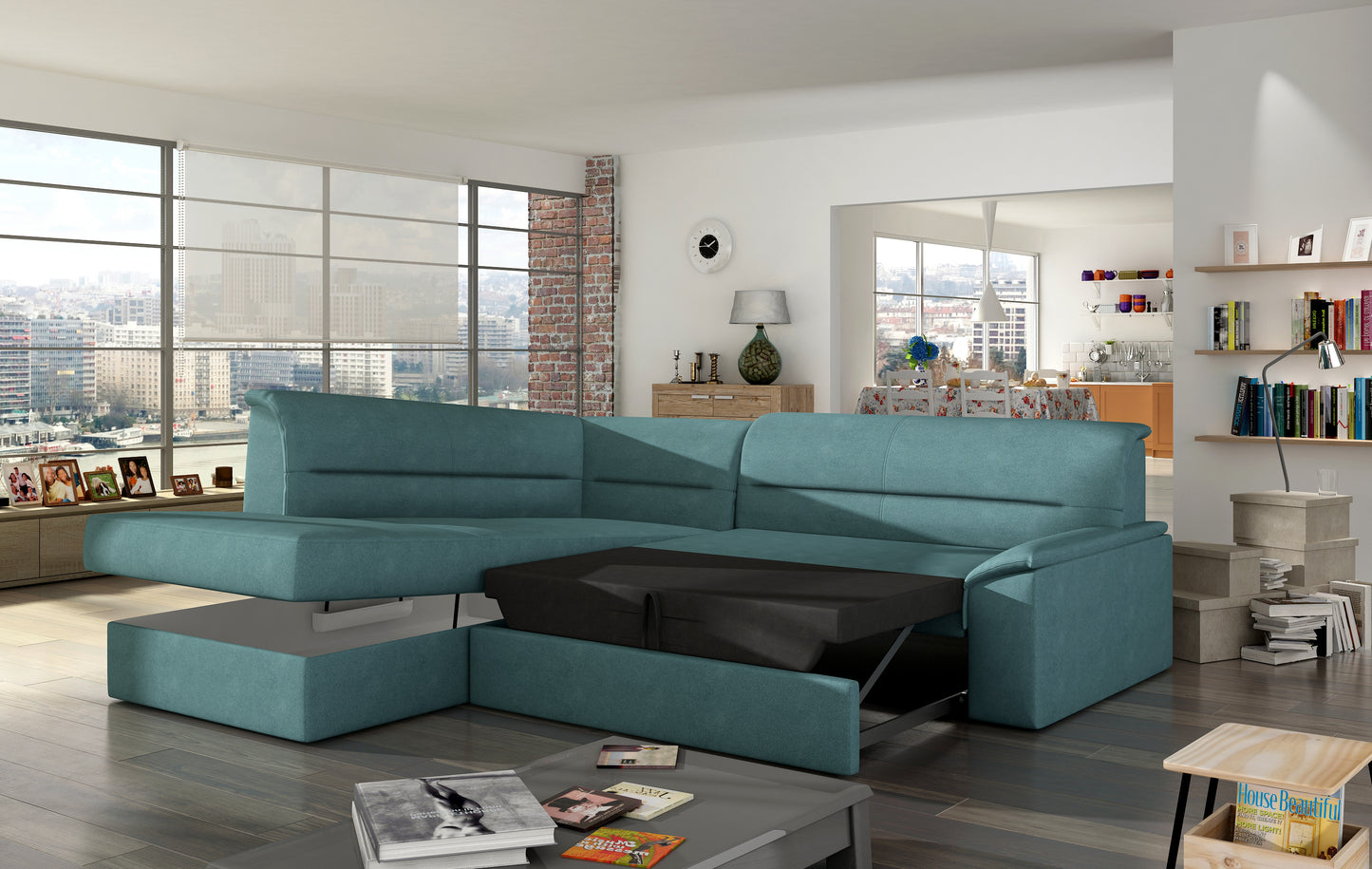 ALANO - Corner Sofa Bed with Sleeping Function Storage Various Colour > Width 255 cm <