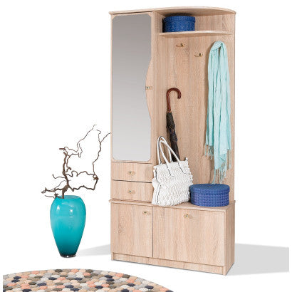 MUXE - Wardrobe for the Hall with Mirror Drawers Cabinet and a Hanger 90x195 cm