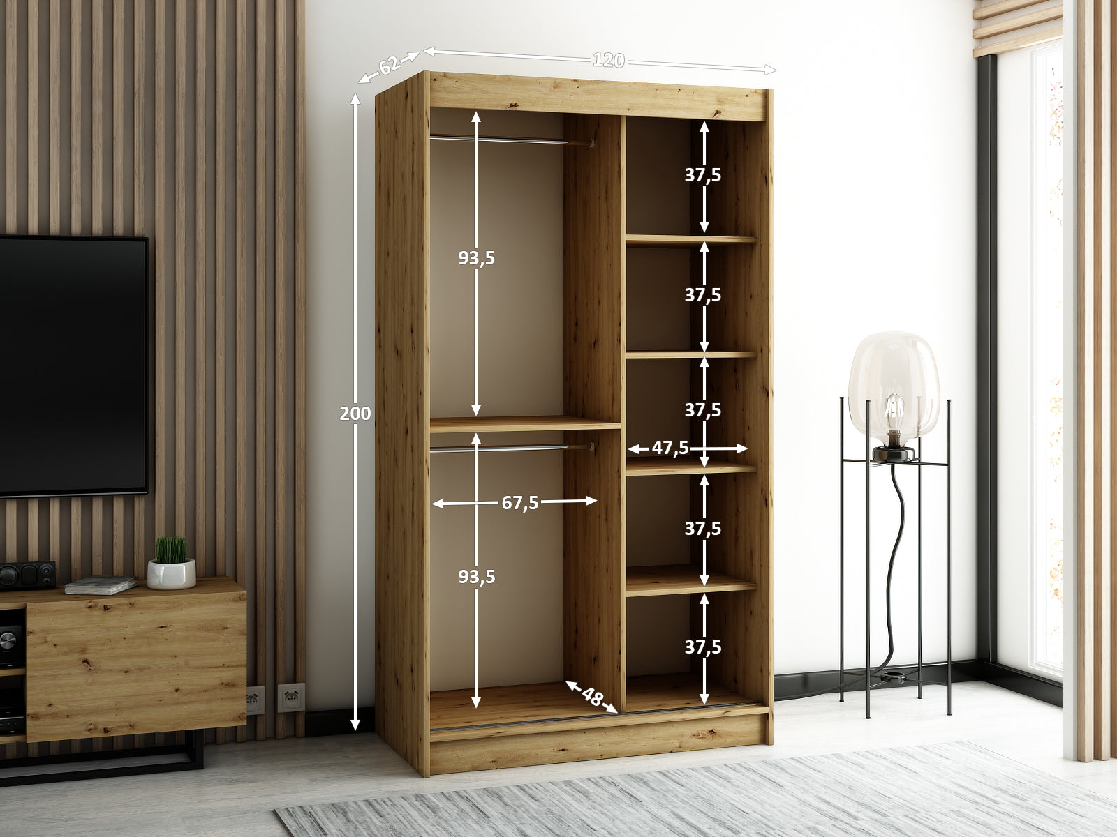 3 door store wardrobe 120cm