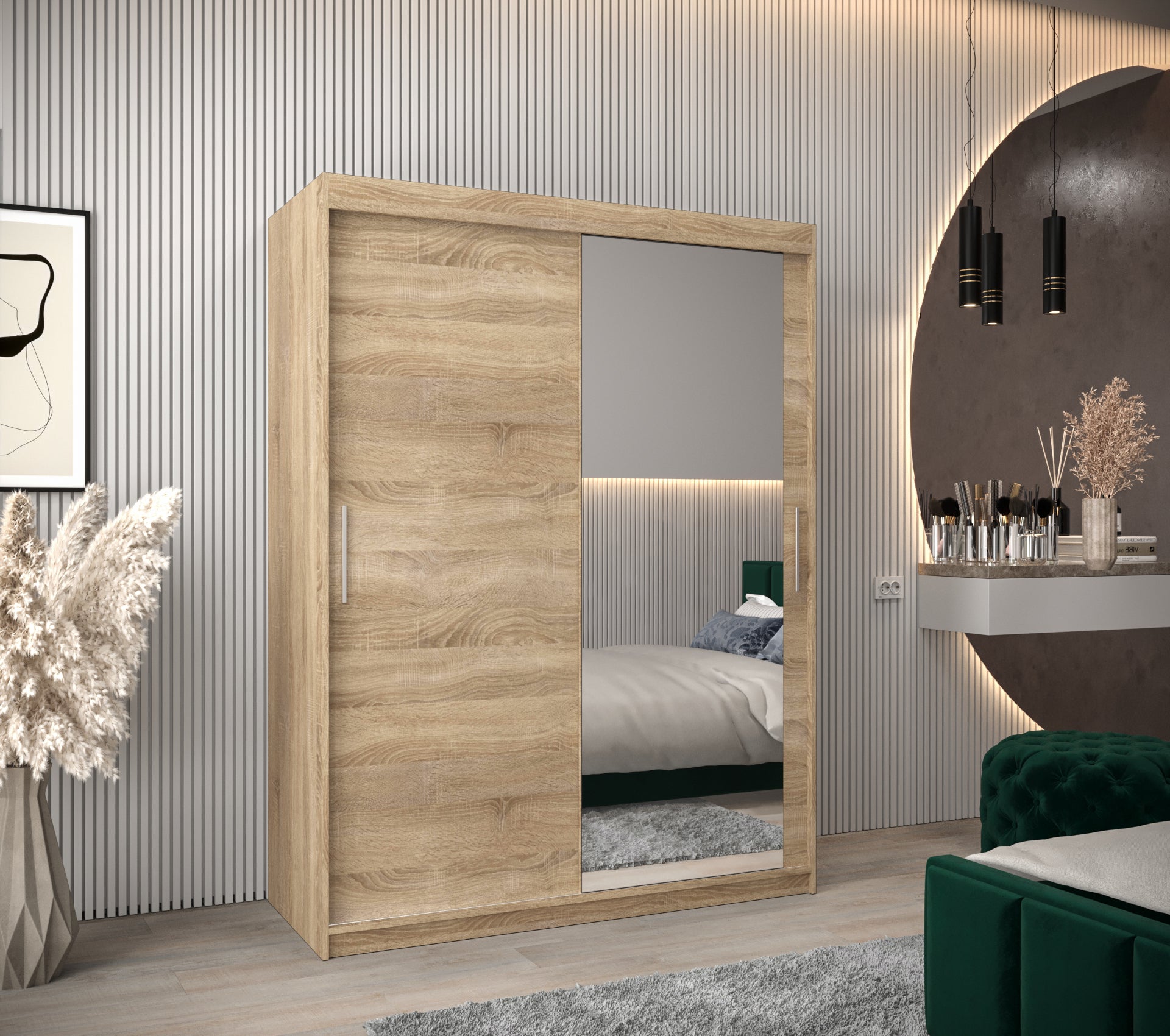 Sliding mirror 2024 wardrobe 150cm